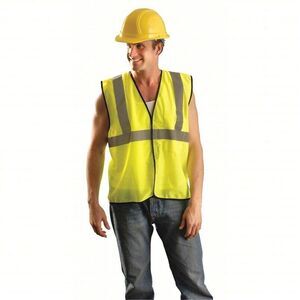OCCUNOMIX High Visibility Vest: ANSI Class 2, U, 2XL/3XL, Lime, Polyester, H&L